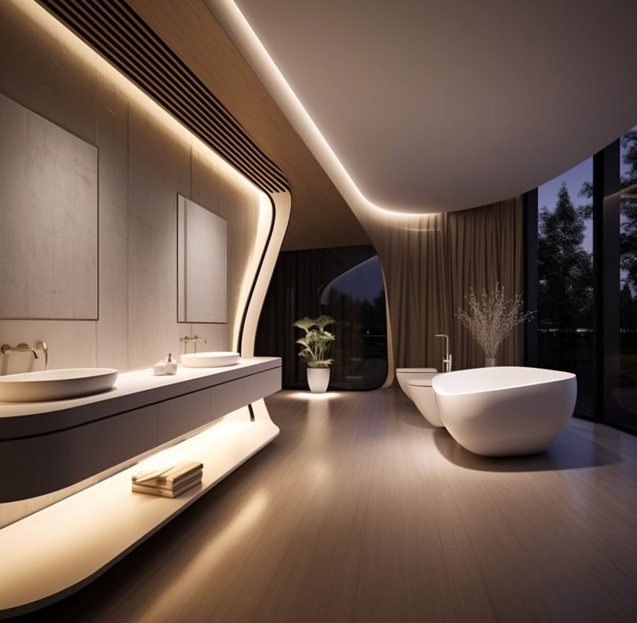 Futuristic Dream Home Villa Spa Bathroom