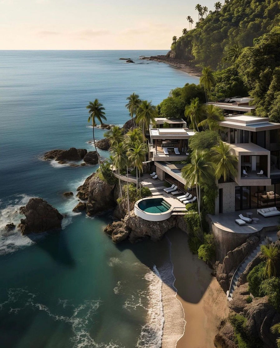 Hawaiian Coastal Dream Home beach side exterior