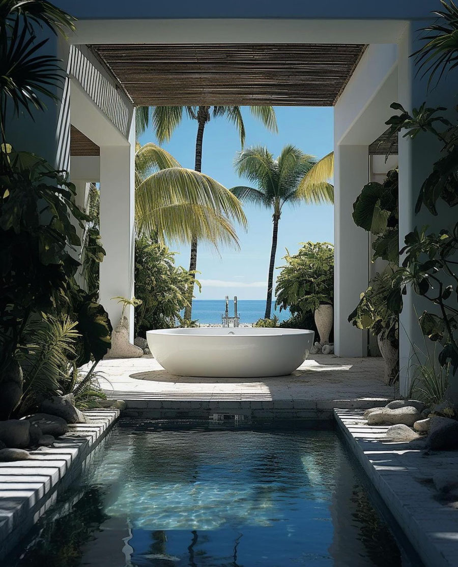 Hawaiian Coastal Dream Home private spa bathtub