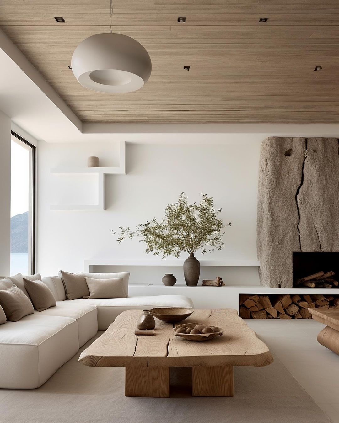 Amazing Minimalist Living Room with Oversized White Couch 