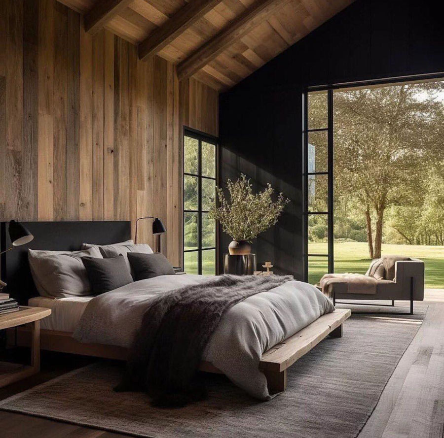 Black Modern Farmhouse Dream Home Master Bedroom