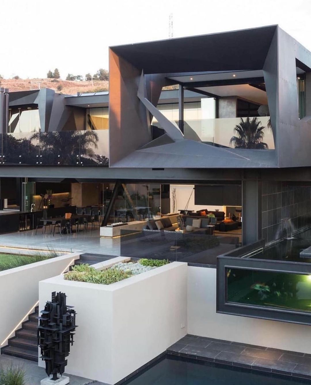 Futuristic Home Design Private Pool and Exterior