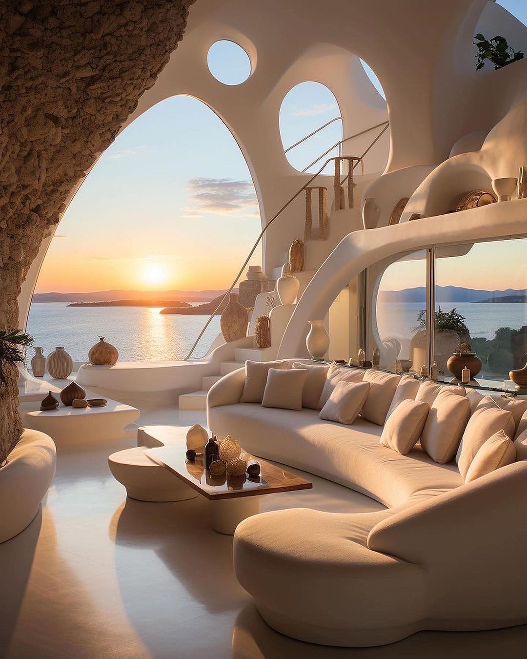 Greek-Inspired Home Concept Home indoor Living Room
