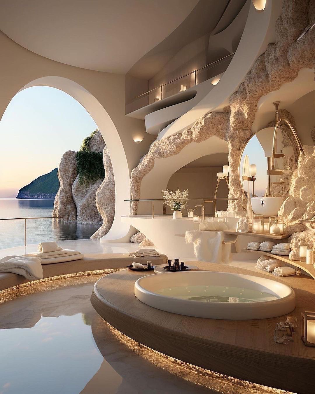 Greek-Inspired Home Concept Spa Bathroom