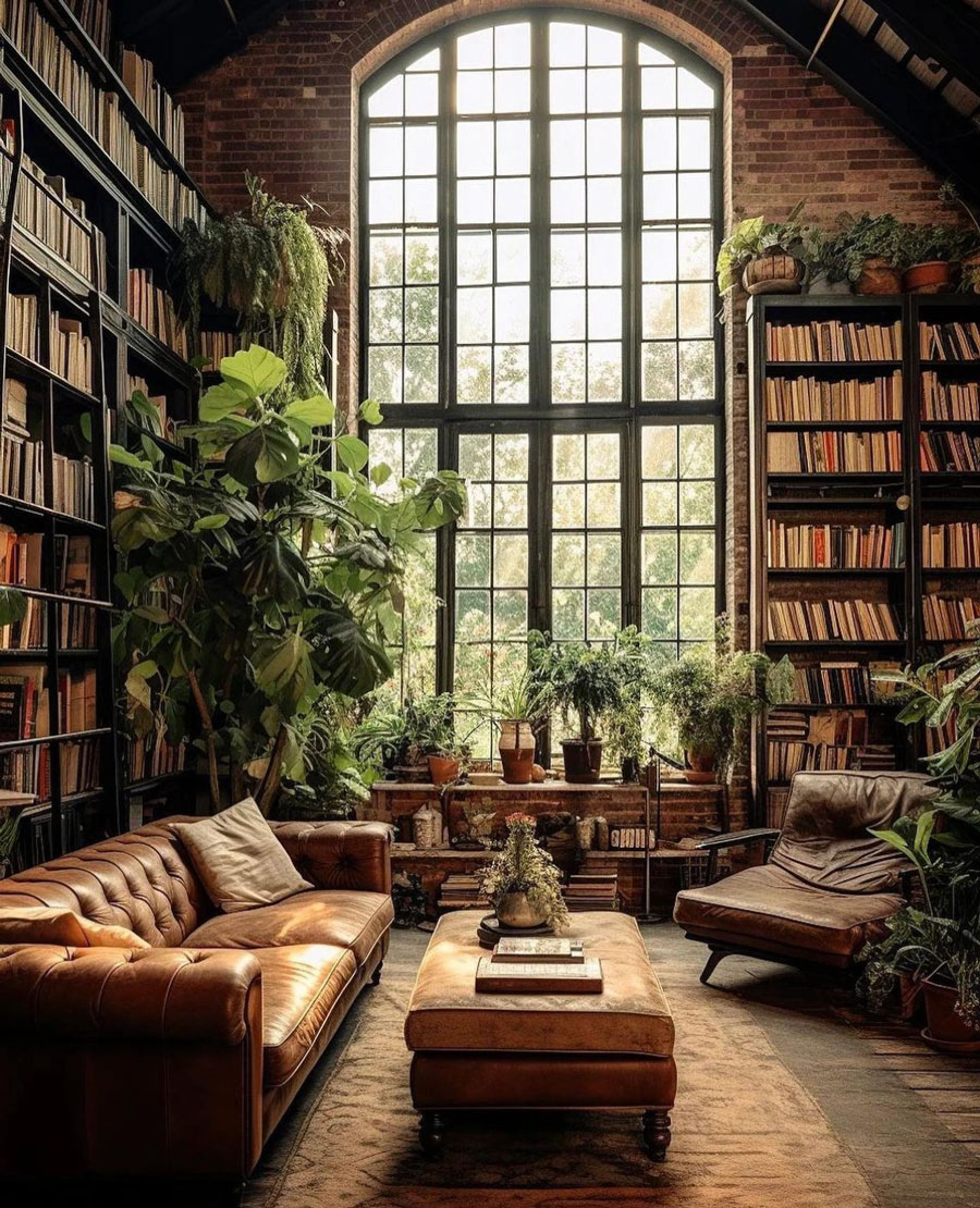 Industrial Building Dream Home Loft open library