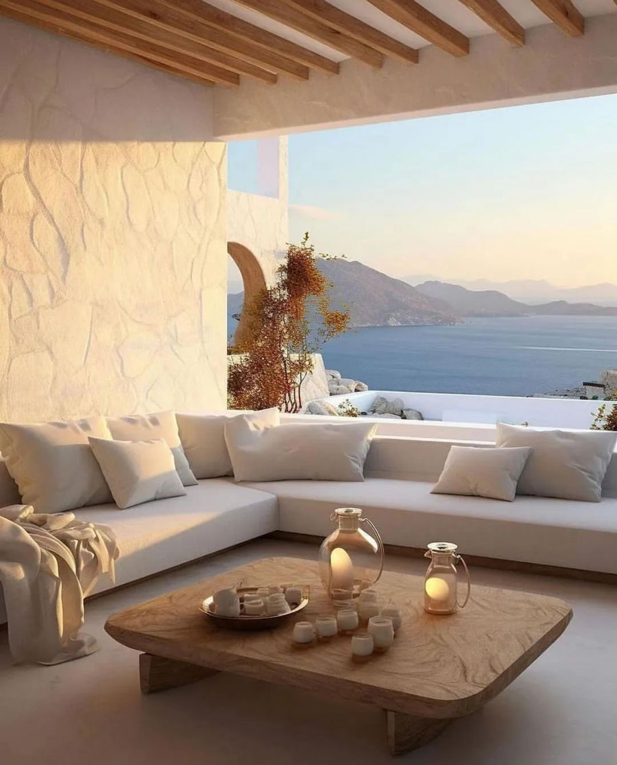 Minimalist Mediterranean Coastal Home Living Room