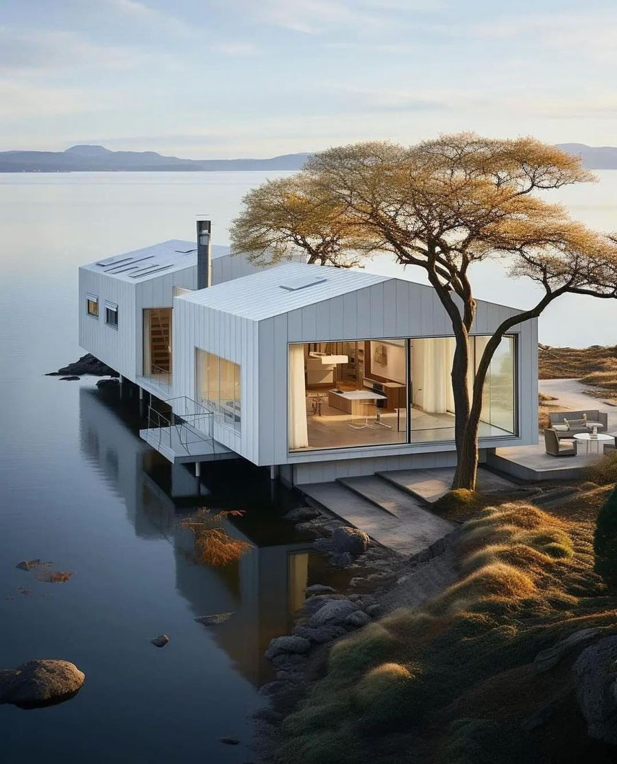 Modern Chic Lake House Dream Home Lake House Exterior