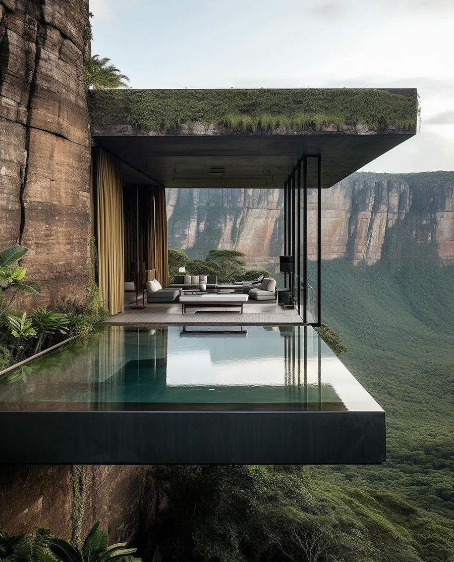 Modern Cliffside Dream Home Infinity Pool
