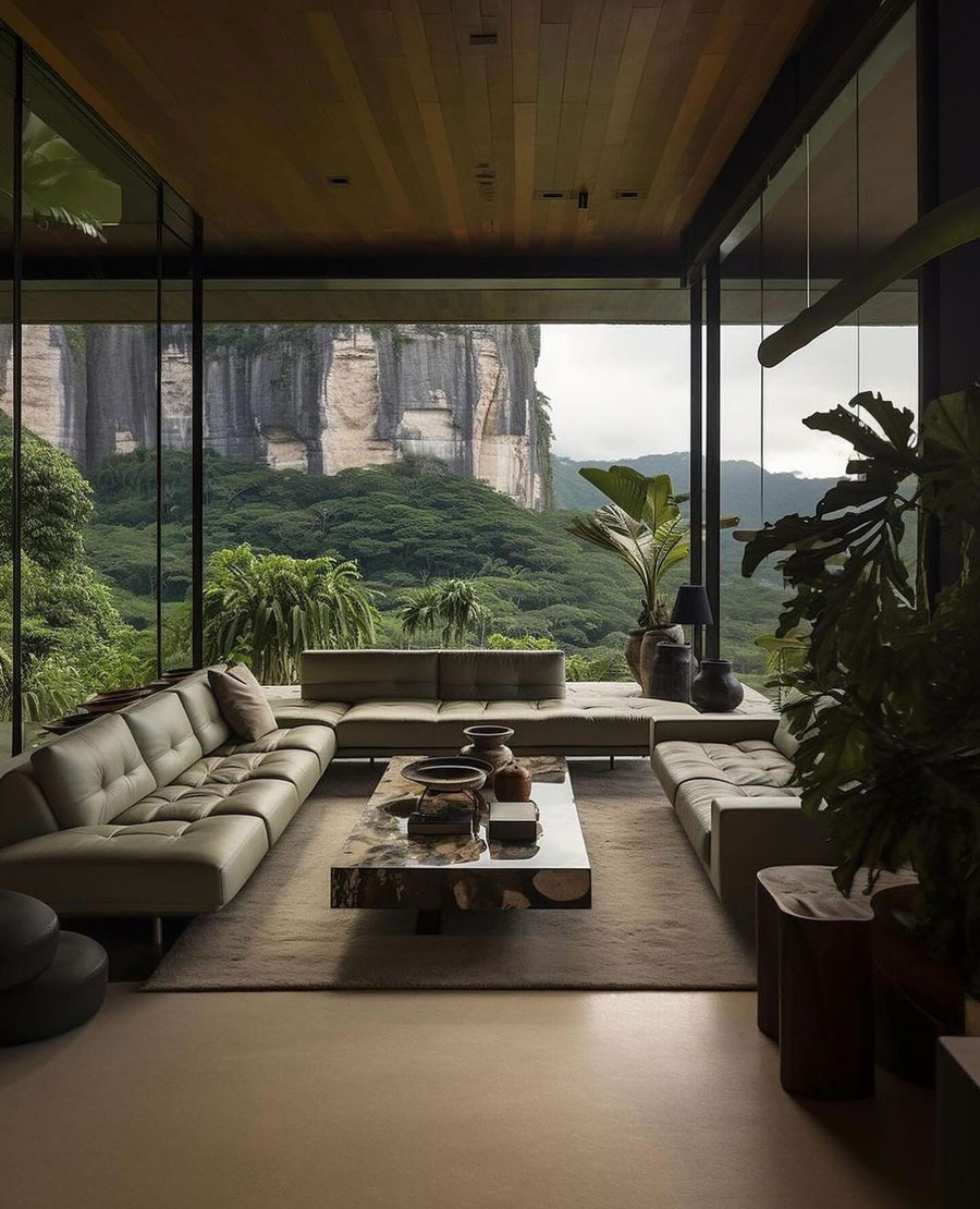 Modern Cliffside Dream Home Living Room
