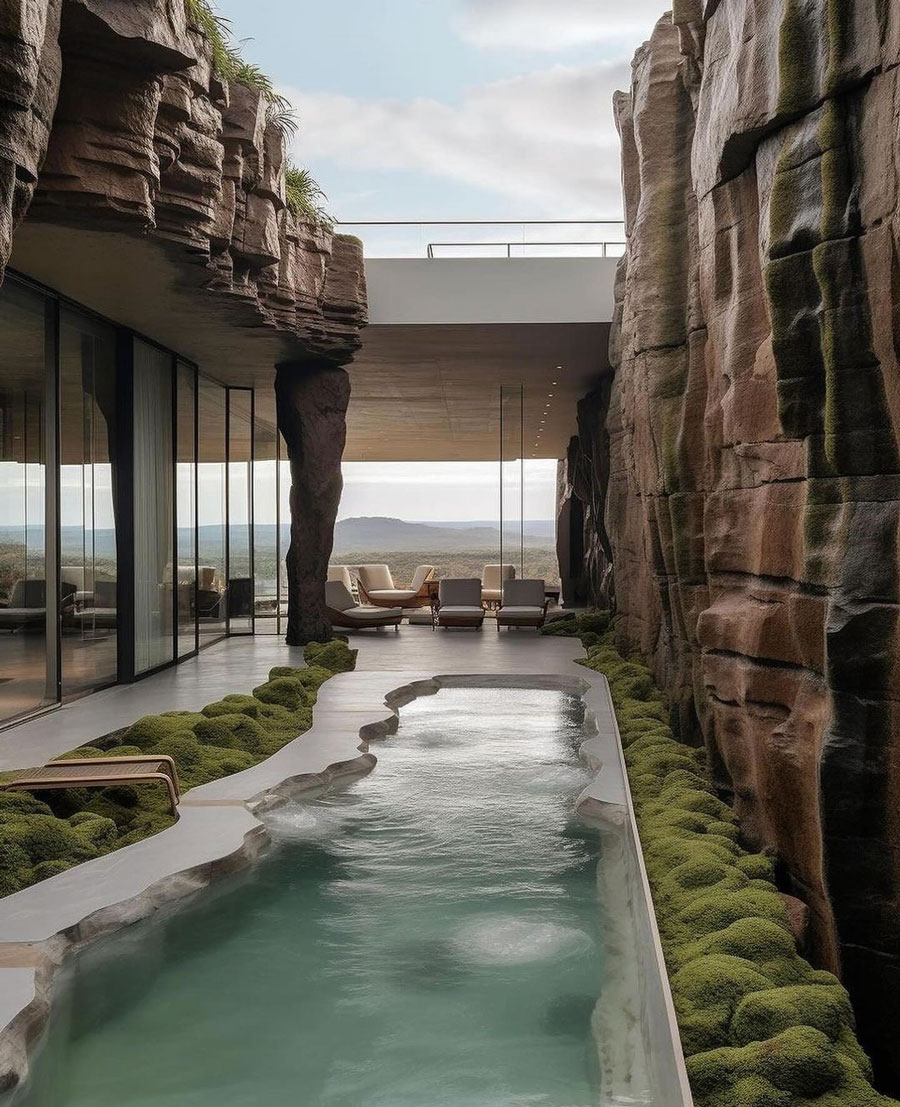 Modern Cliffside Dream Home Oasis Pool