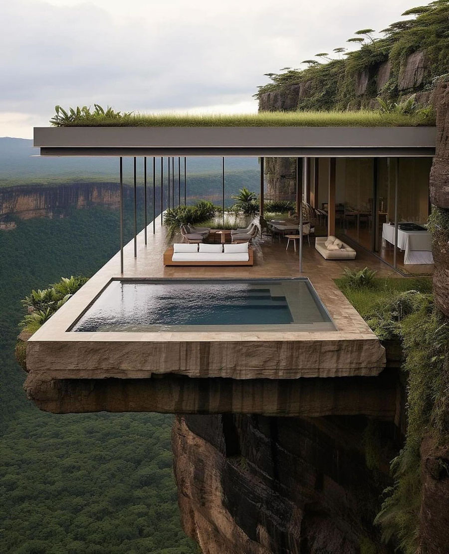 Modern Cliffside Dream Home Swimming Pool