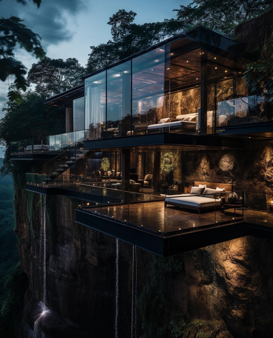 Modern Glass House Design Cliffside