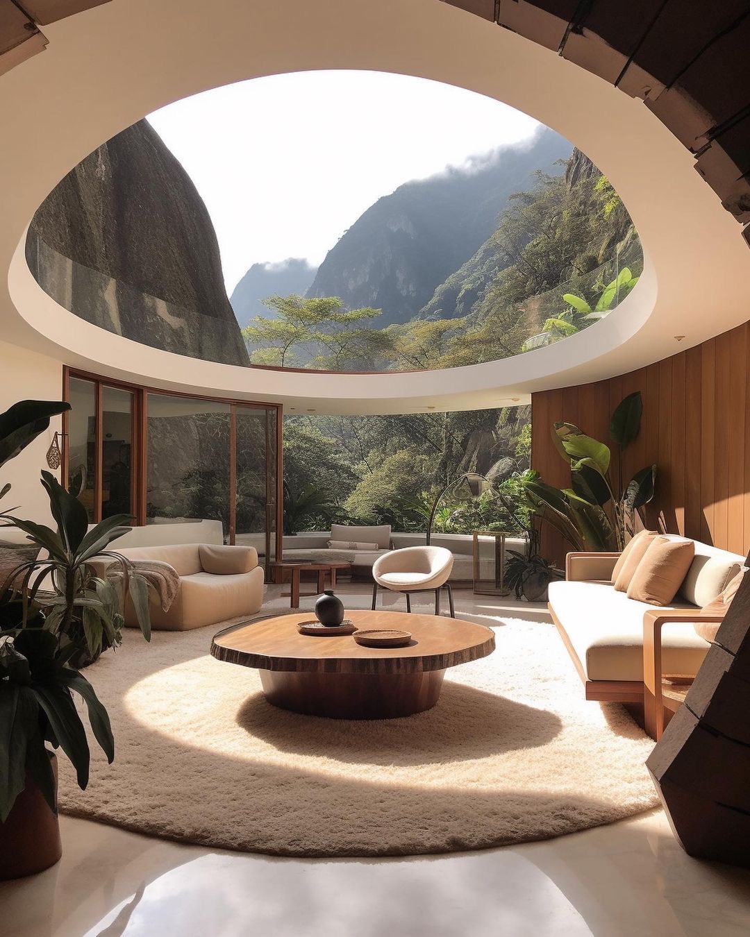 Modern Jungle Home Open Air Sun Room Living Room