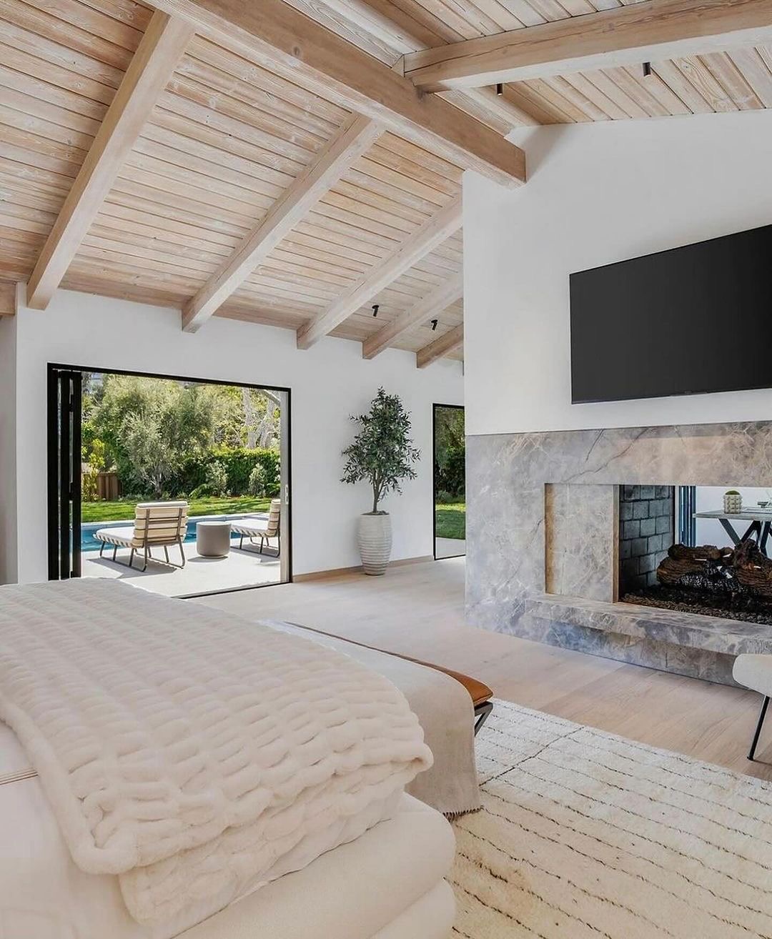 Modern Organic Dream Home Master Bedroom Fireplace