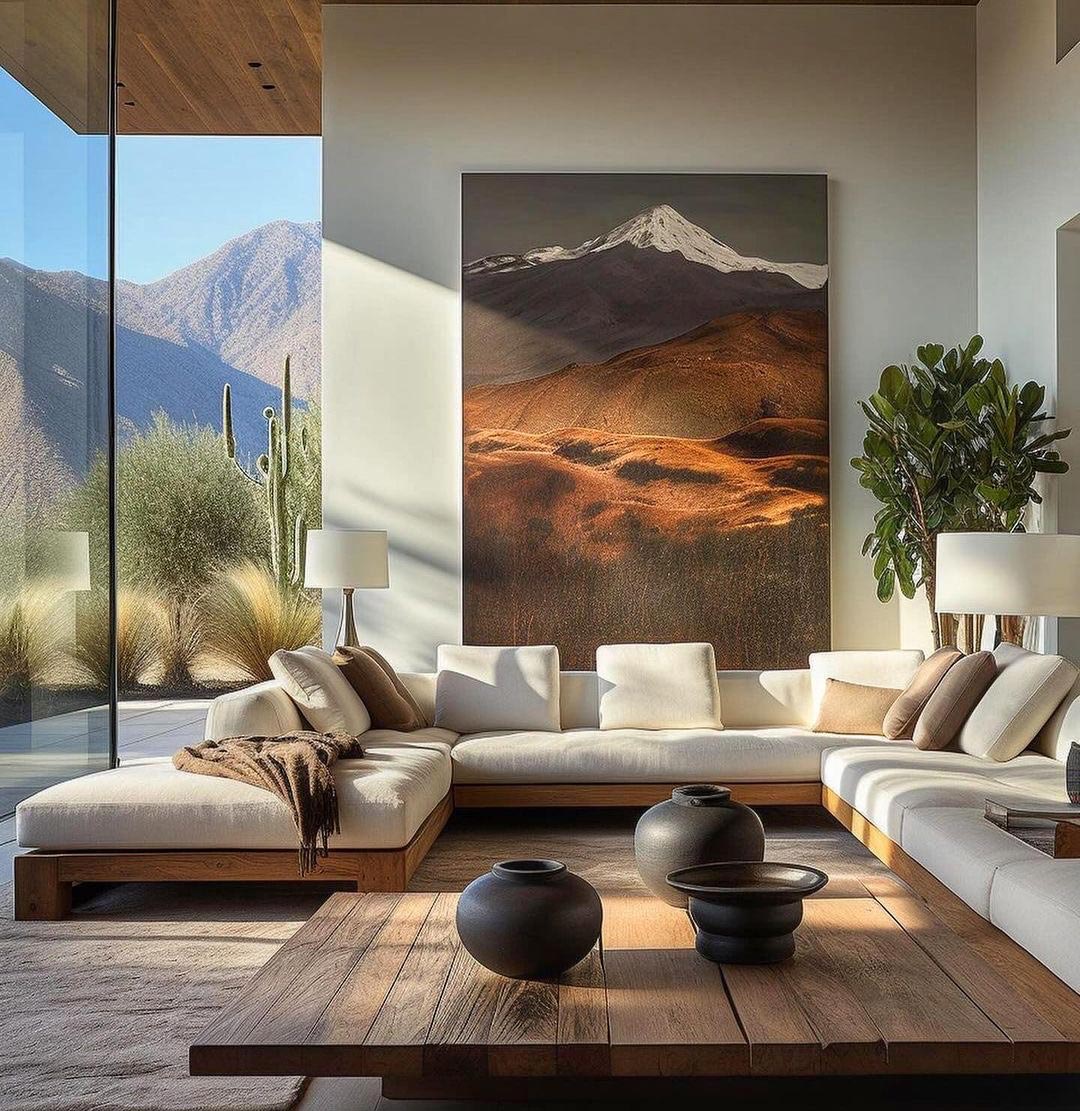 Natural Light Neutral Colored Living Room Palm Springs Dream Home