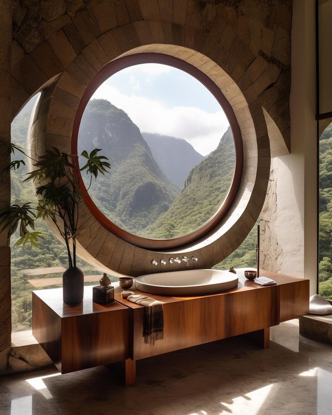 Natural Wood Bathroom Spa Like Resort Style Modern Jungle Home