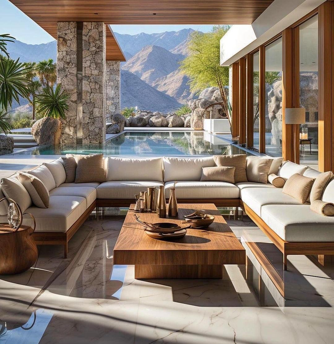 Private Outdoor Seating Patio Palm Springs Dream Home