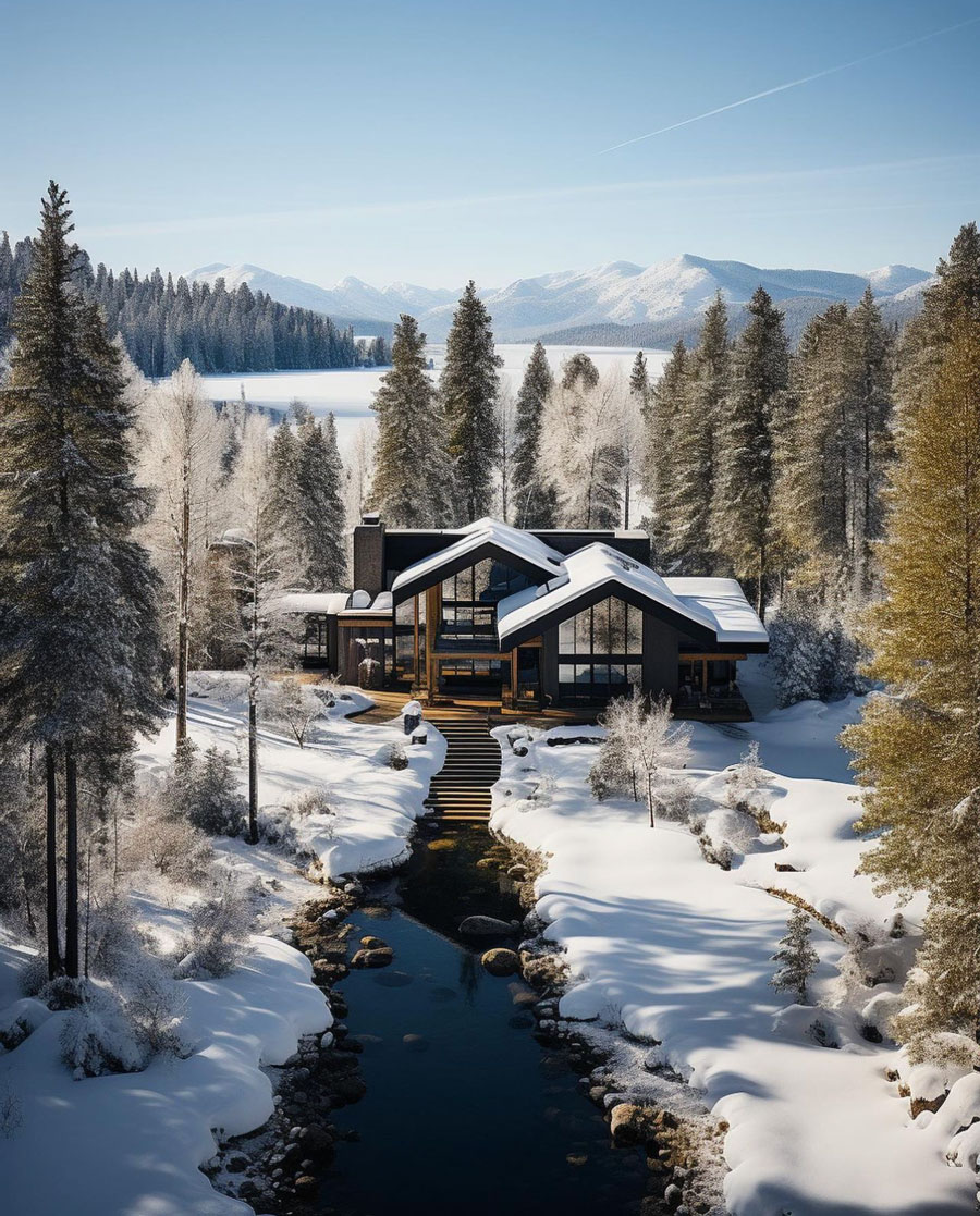 Resort Style Lakeside Mountain Dream Home Exterior