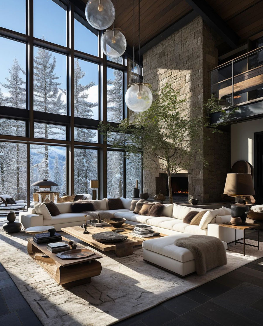 Resort Style Lakeside Mountain Dream Home Master Living Room