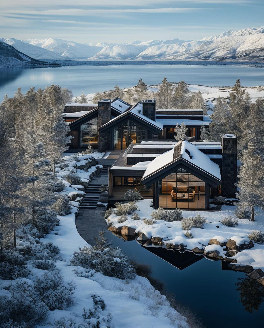 Resort Style Lakeside Mountain Dream Home Outdoor Exterior