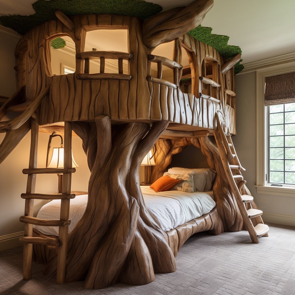 Tree House Shaped Bunk Beds Tree Trunk Bed