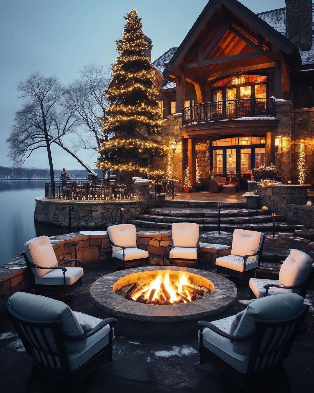 Winter Wonderland Dream Cottage Fire Pit