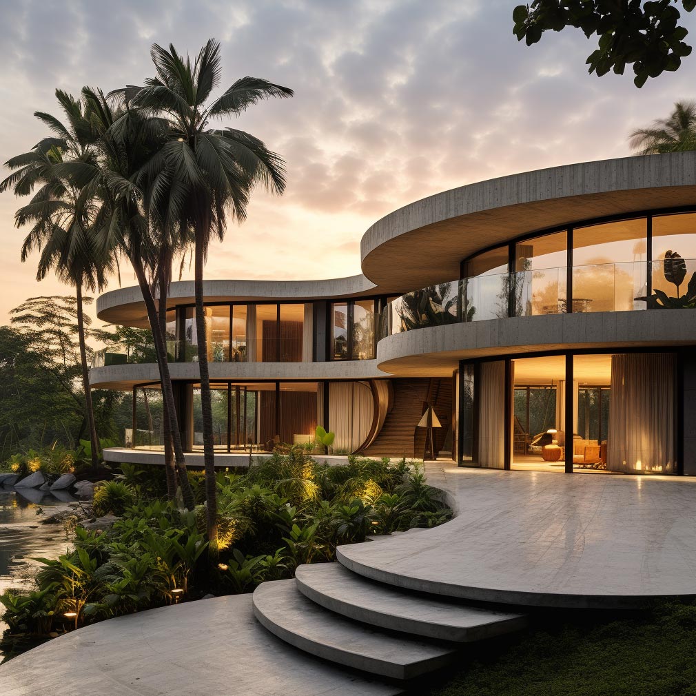 Circular Pathway to Circular shaped Luxury dream home