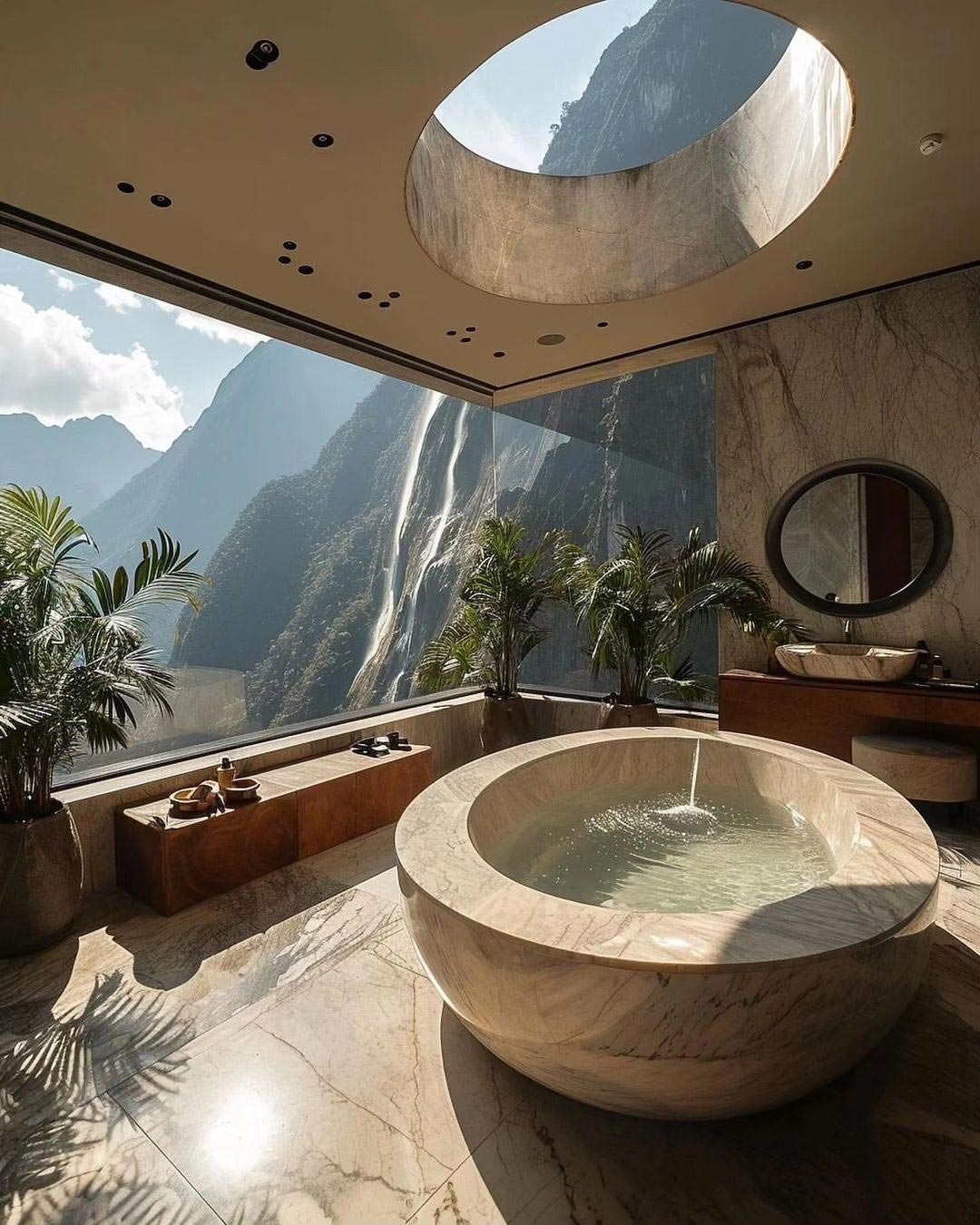 Circular Villa Master Bathroom Spa tub