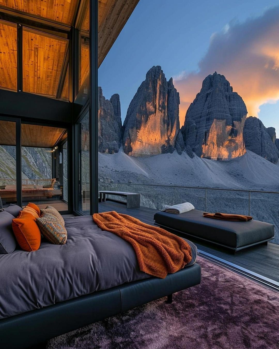Incredible bedroom open to mountain views