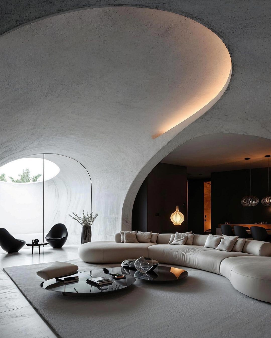 Abstract-Shaped Home Design living room space