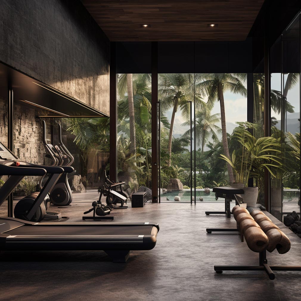 Private gym with treadmill Luxury mansion home