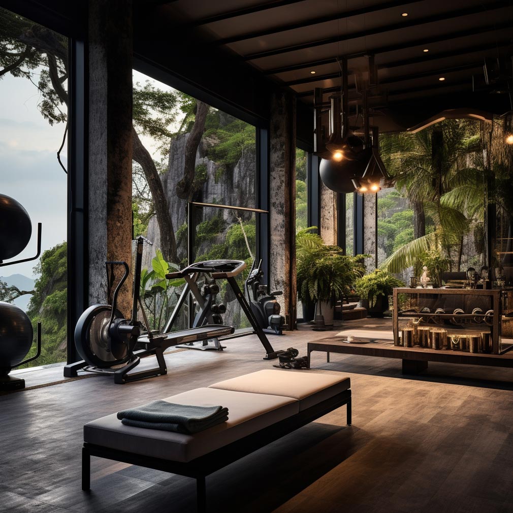 Small home gym in luxury mansion dream home