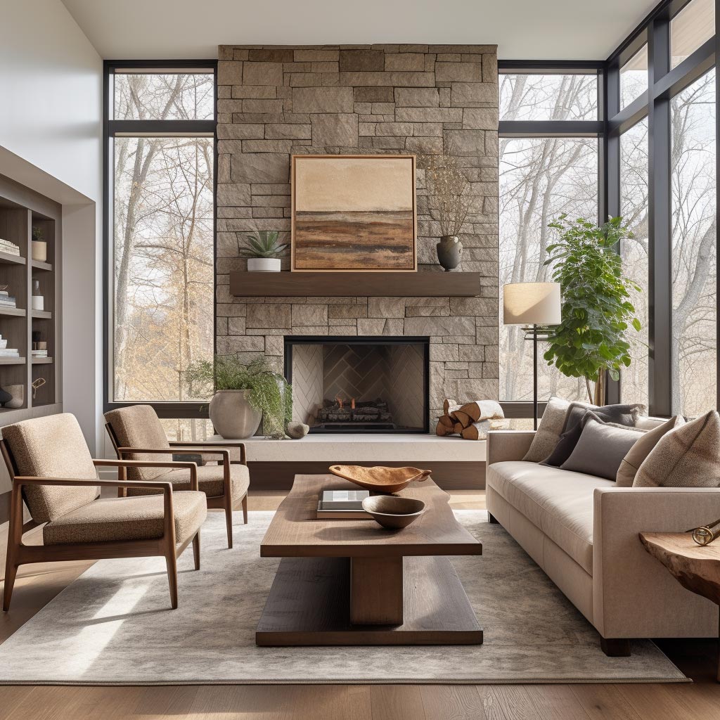 country style living room modern clean interior Mid-Century Modern Home Design