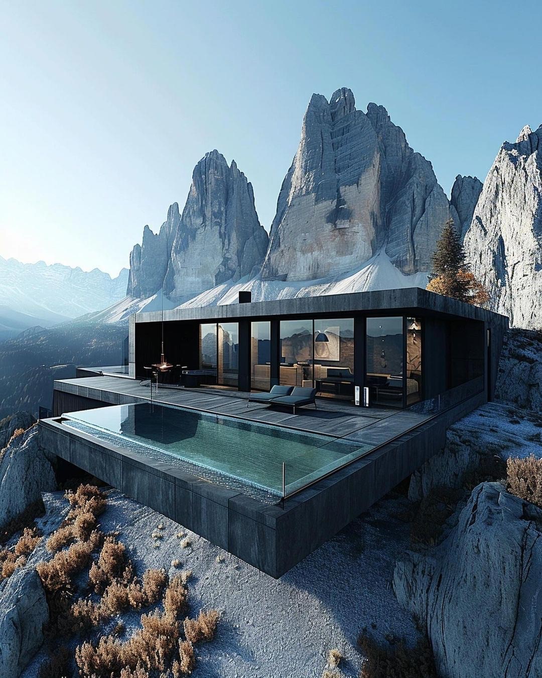 modern home villa in the mountains