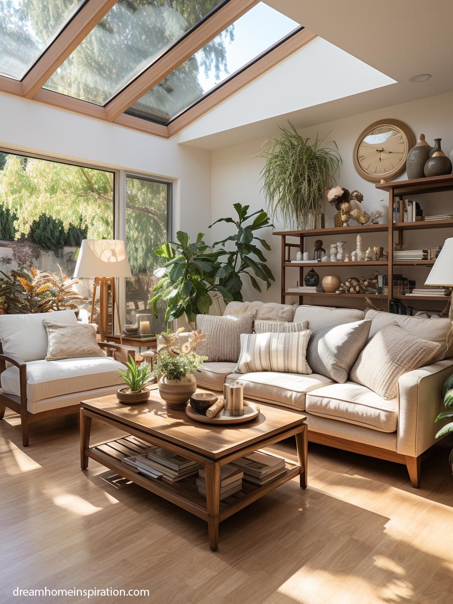 Bring the outdoors inside with plants and sky lighting