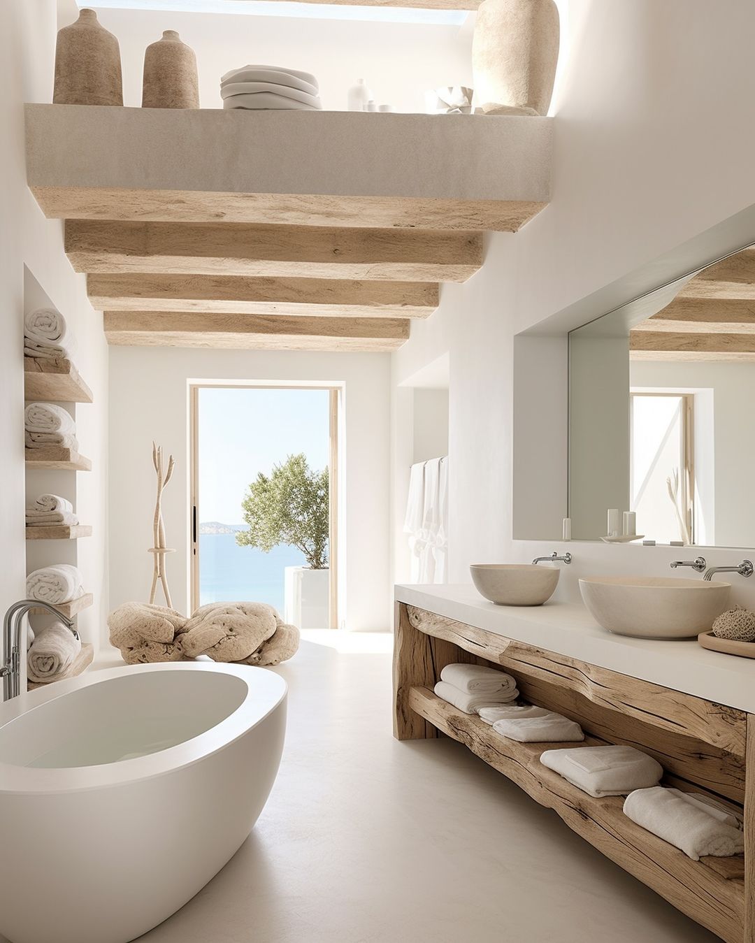 all white bathroom with small white tub