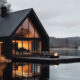 black design isolated lake cottage