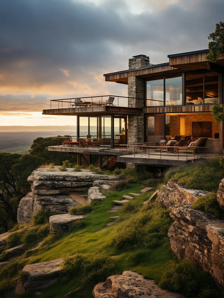 Cliffside Ranch Home Sunset