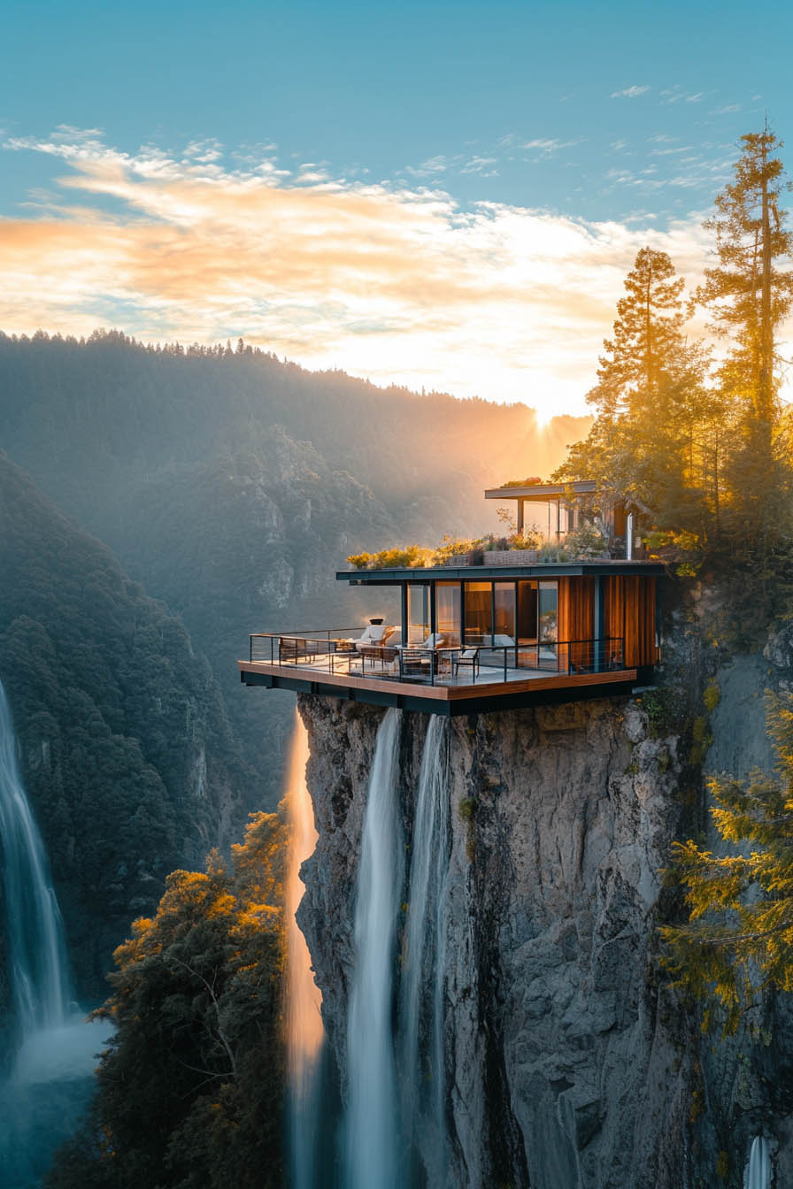 Tiny Home above waterfall