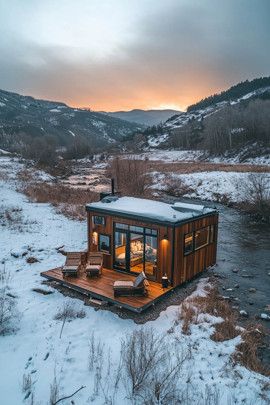 Tiny Home frozen stream