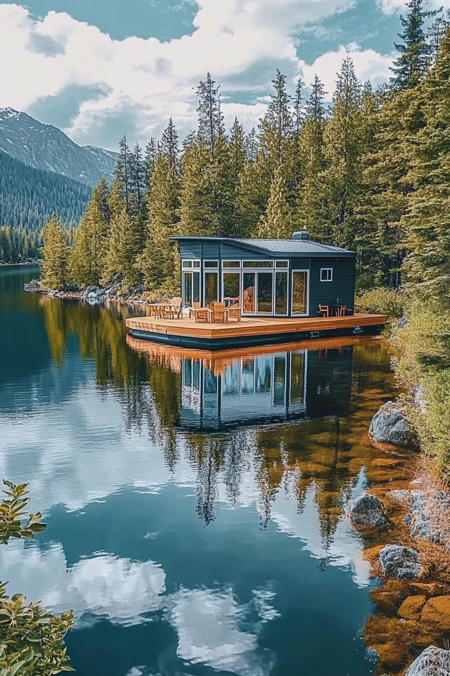 Tiny Home lake and mountain view