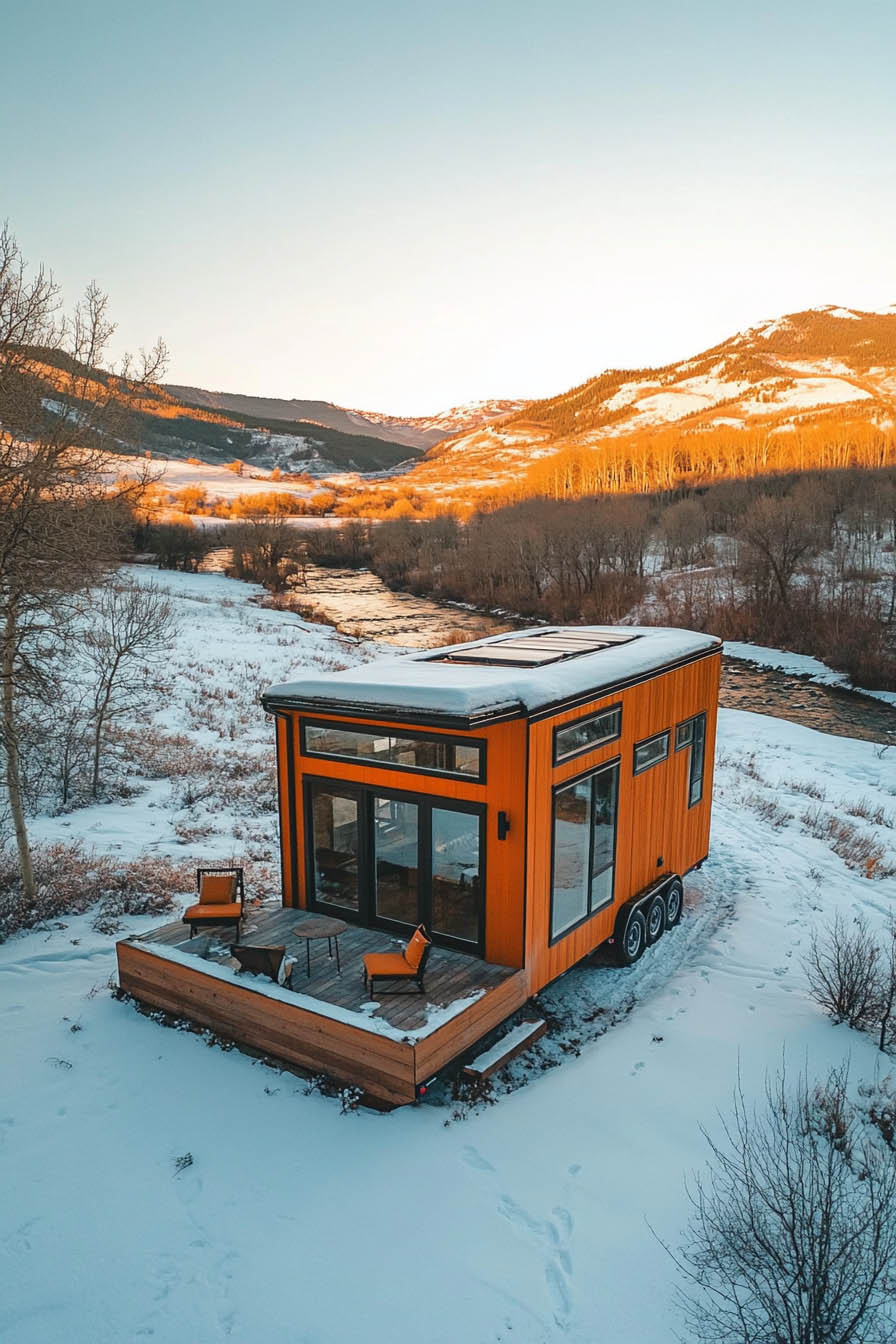 Tiny Home on wheels in the snow