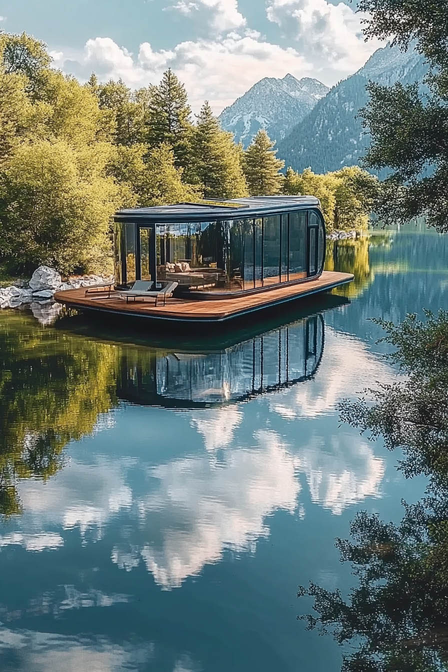 Tiny House glass windows with mountain views