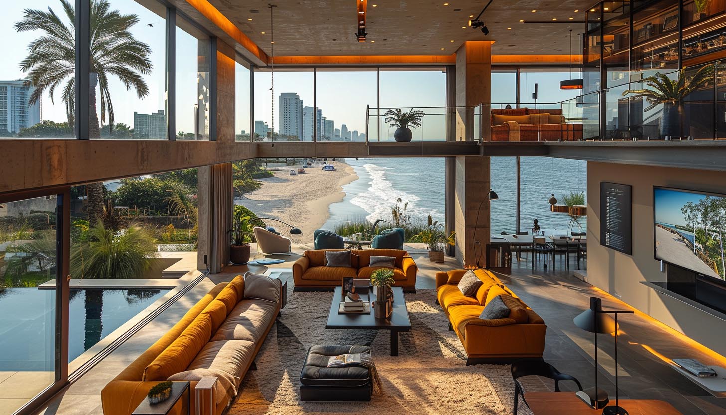 Beach home with city views