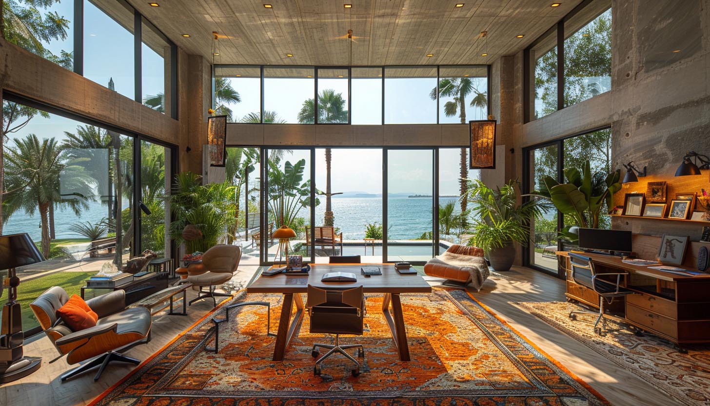 Large multi-desk beach home office