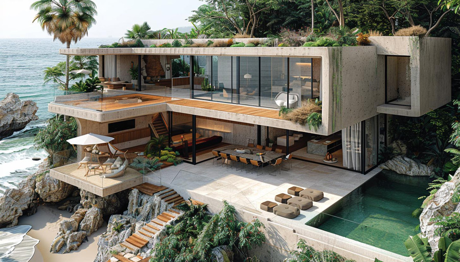 Modern-concept-beach-home-with-pool