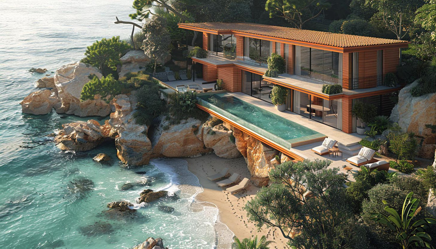 Tropical-beach-home-with-beach-side-seating