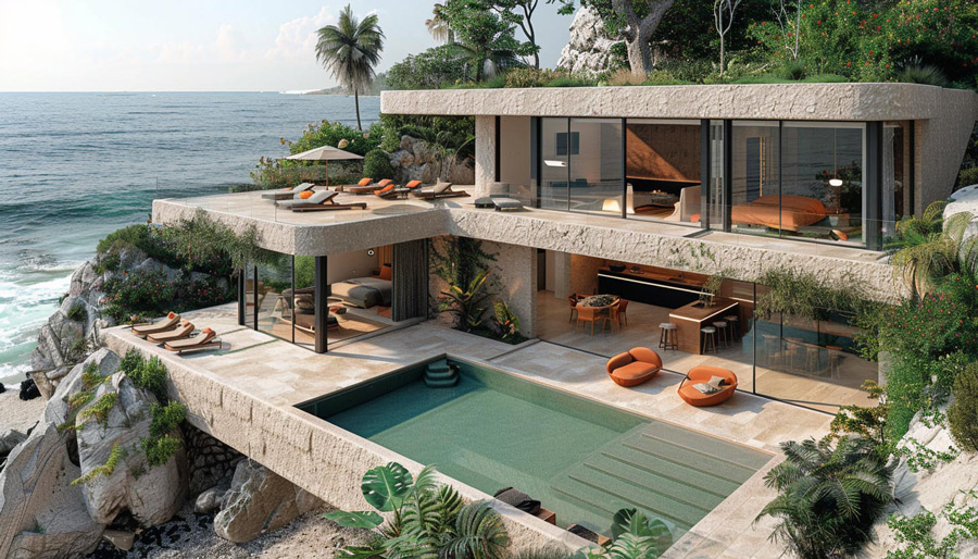 Two-story-beach-home-with-small-pool