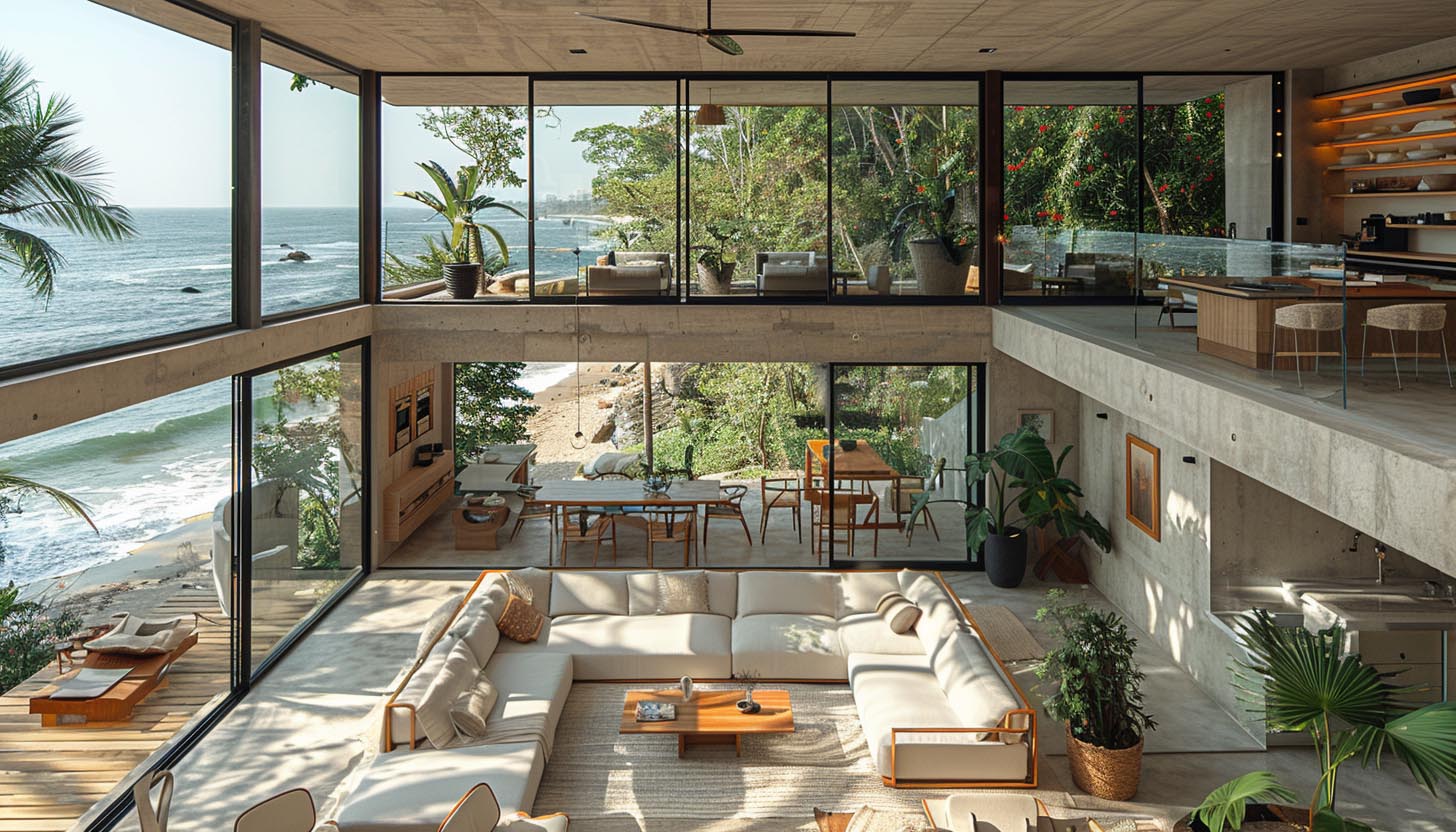 Two story living room dining and alternate living areas