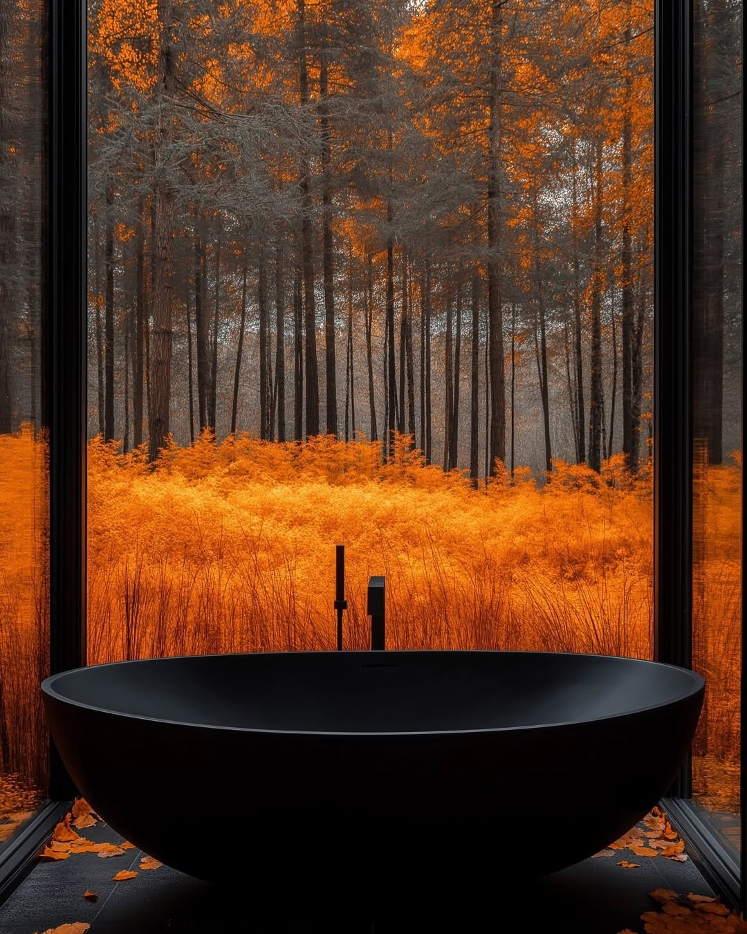 Guest bedroom spa like bath tub in all black
